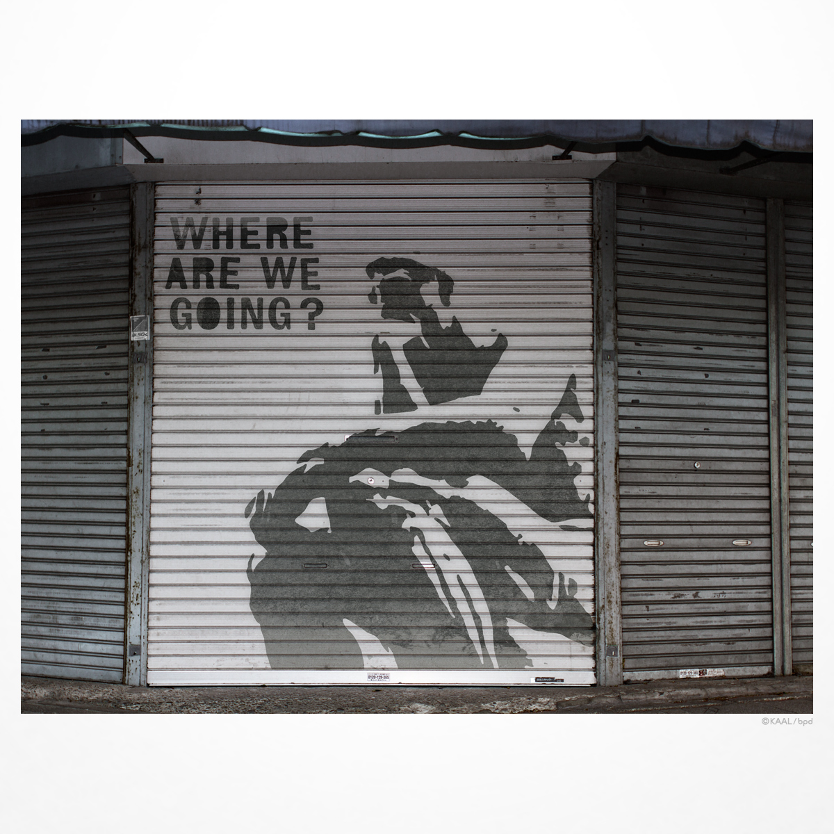 where are we going The Thinker graffiti