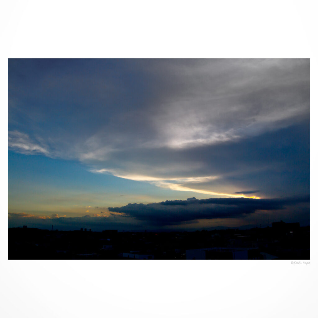 ワニの形をした夕方の雲