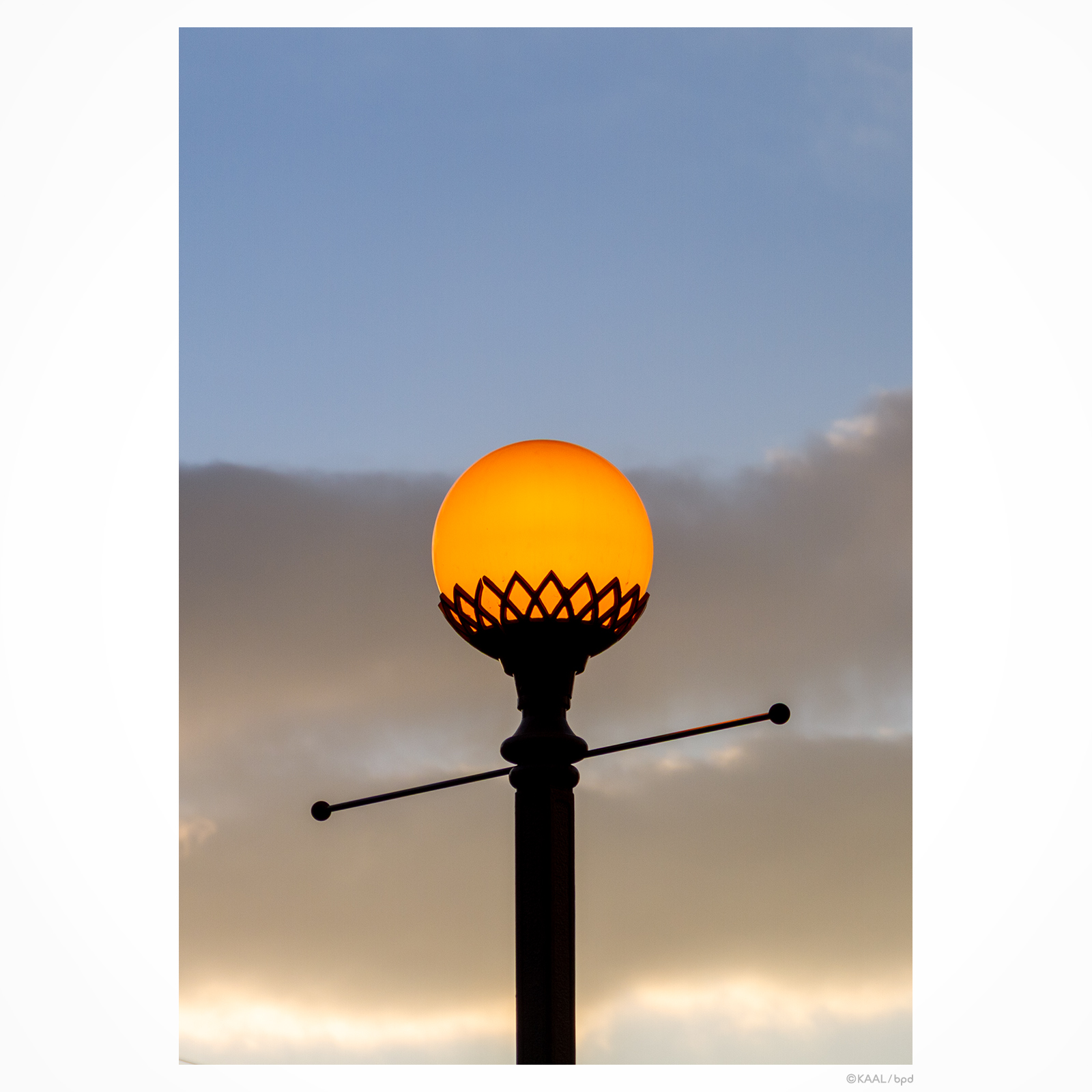 Street lights and the evening sky in front of Narimasu Station
